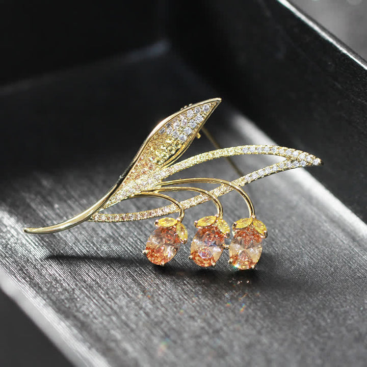 Broche de lirio de los valles con campanillas para mujer