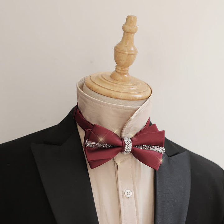 Conjunto de pajarita de satén con brillantes diamantes de imitación para hombre