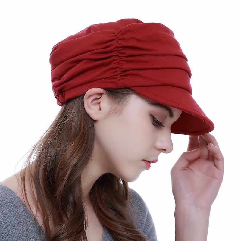 Gorra de béisbol plisada con ala suave para mujer