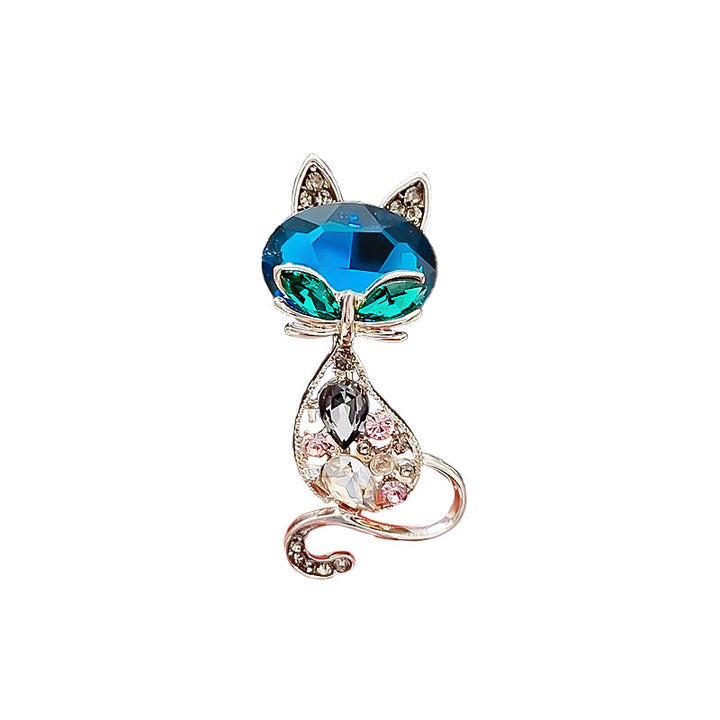 Broche de zorro con ojos verde azulado para mujer