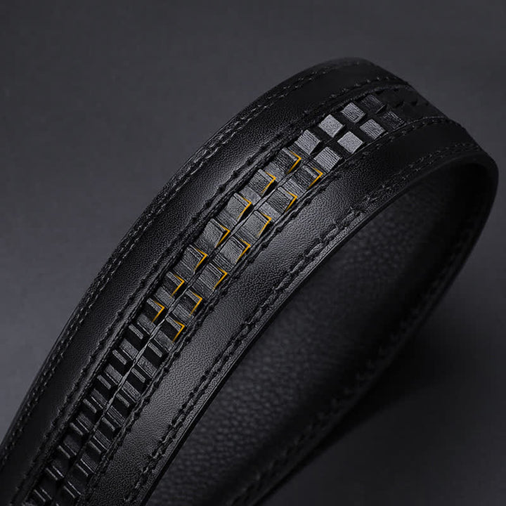 Cinturón de cuero con hebilla automática y relieve de lujo para hombre