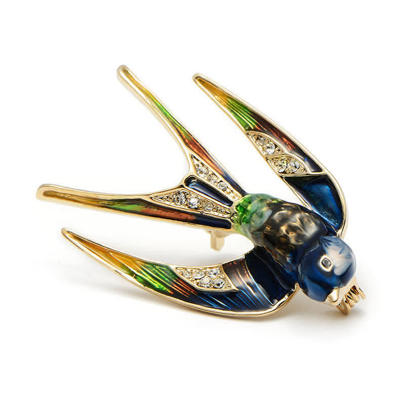 Broche de golondrina esmaltado para mujer