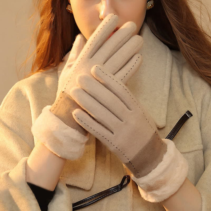 Guantes de felpa suaves y acogedores para pantalla táctil para mujer.