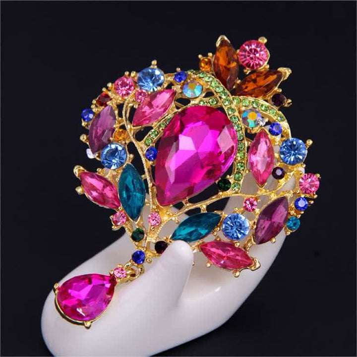Broche de gota de agua con capullo floral brillante para mujer