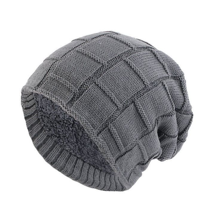 Gorro de punto cálido con forro de piel