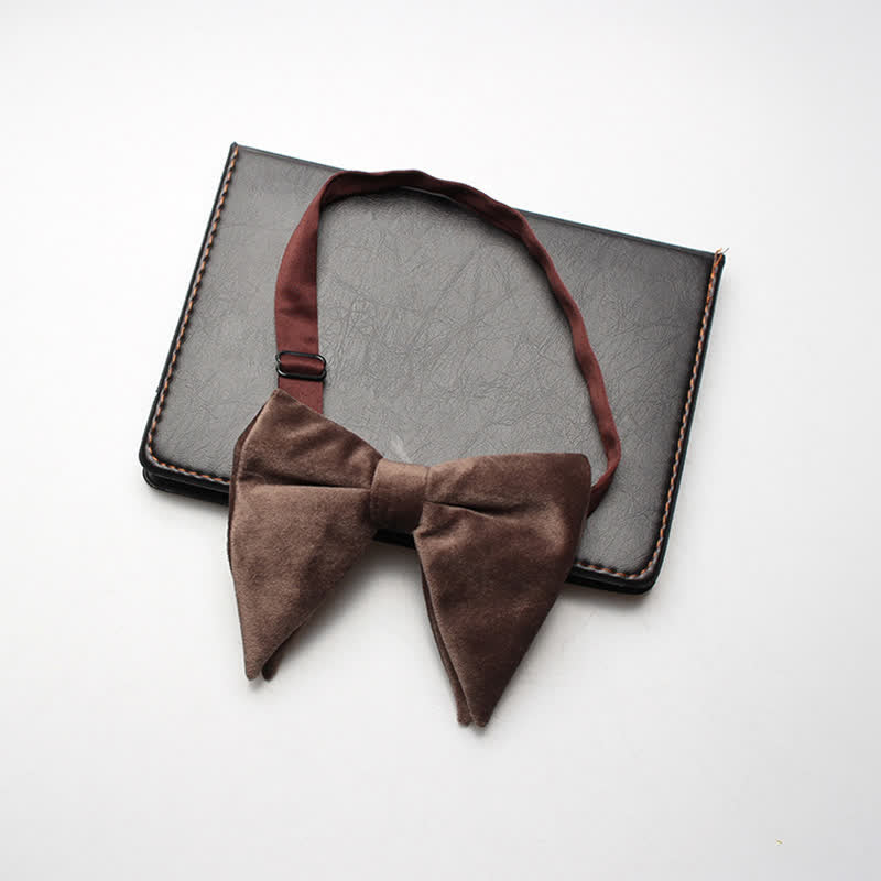 Pajarita de boda de terciopelo de gran tamaño y punta para hombre