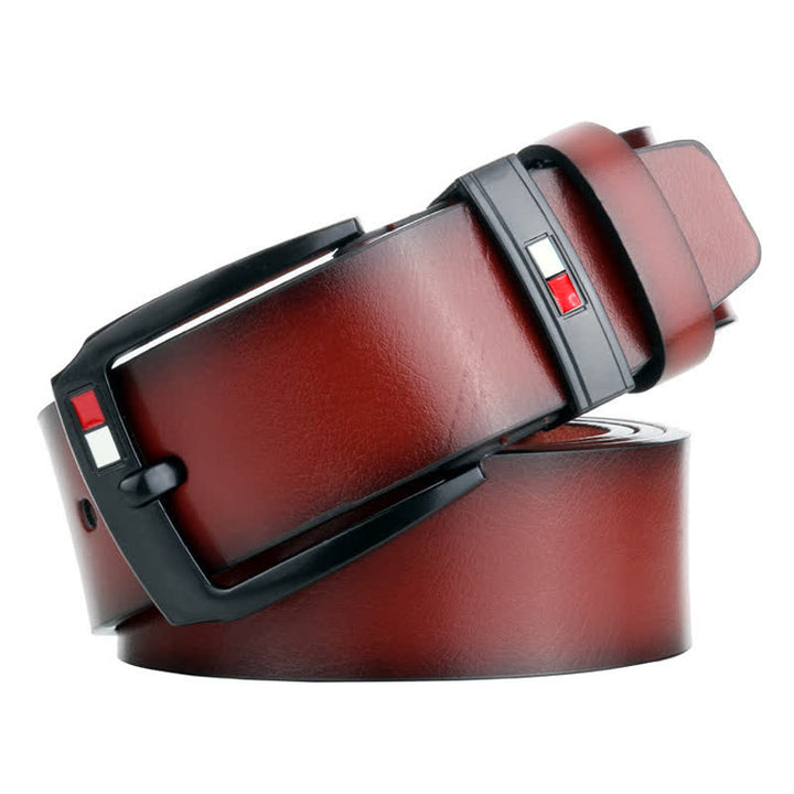 Cinturón de cuero con hebilla negra retro para hombre
