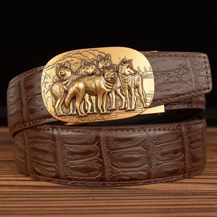 Cinturón de piel con estampado de cocodrilo de la marca Pack of Wolves para hombre