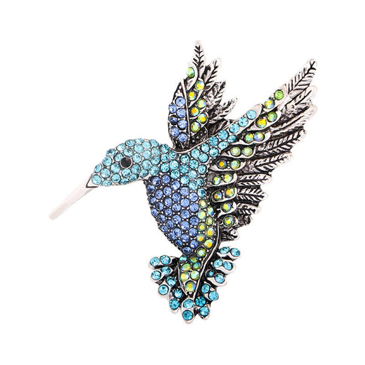 Broche de diamantes de imitación con forma de colibrí para mujer
