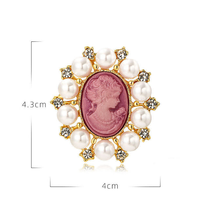 Broche de perlas de belleza con relieve de palacio para mujer
