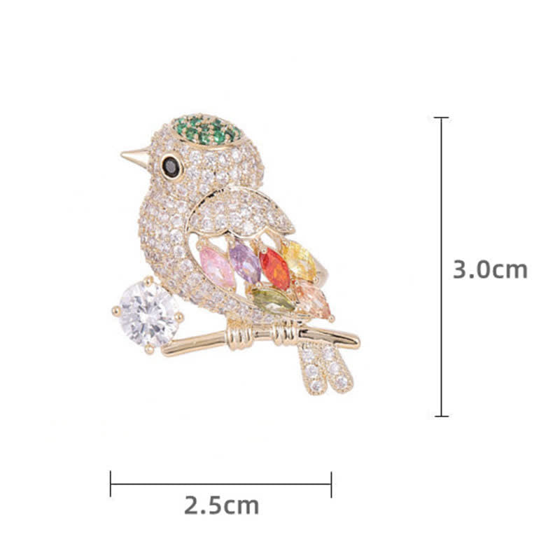 Broche de circonitas con forma de rama de urraca para mujer