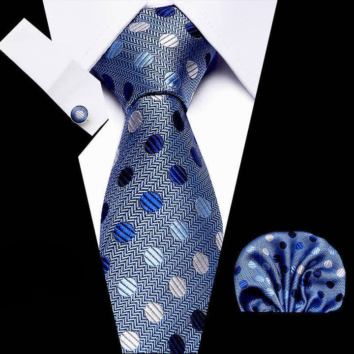 Conjunto de 3 corbatas de lunares en tono azul para hombre