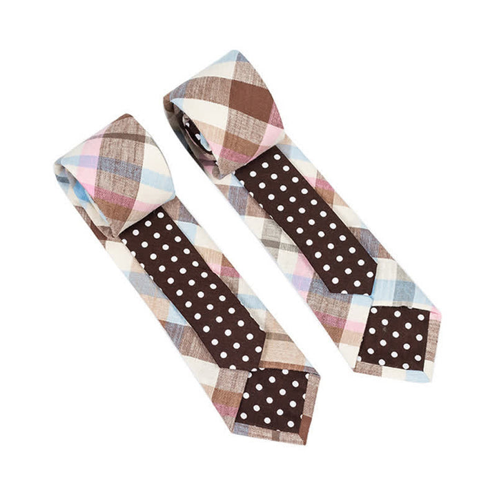 Corbata de hombre con diseño de patchwork floral y cuadros escoceses