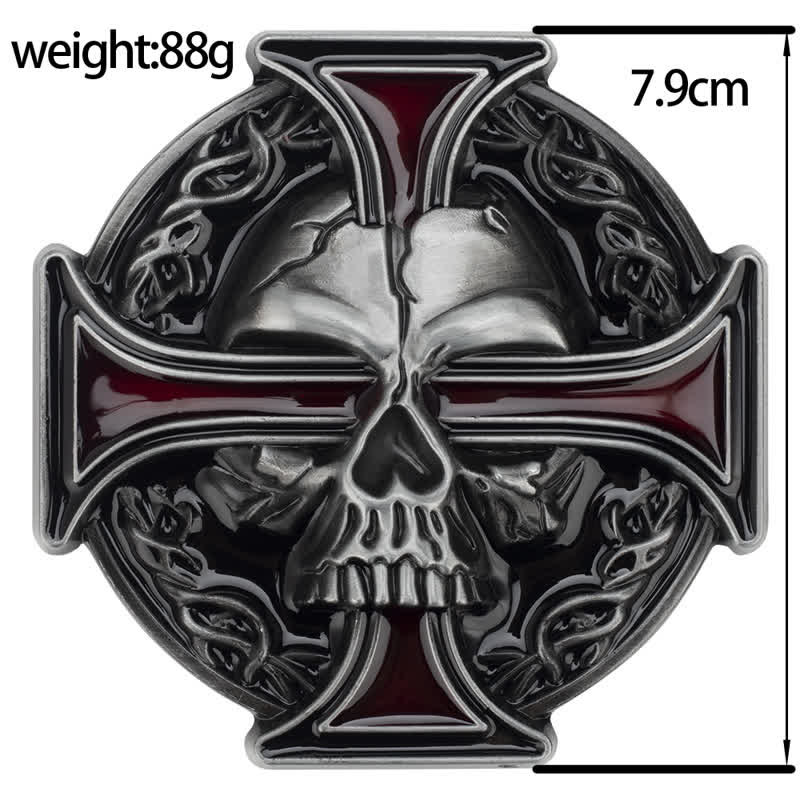 Cinturón de cuero con estampado de calavera en relieve para hombre