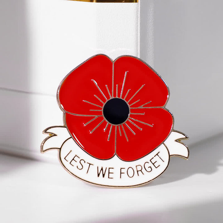 Broche unisex de 3 piezas con la frase Lest We Forget Poppy