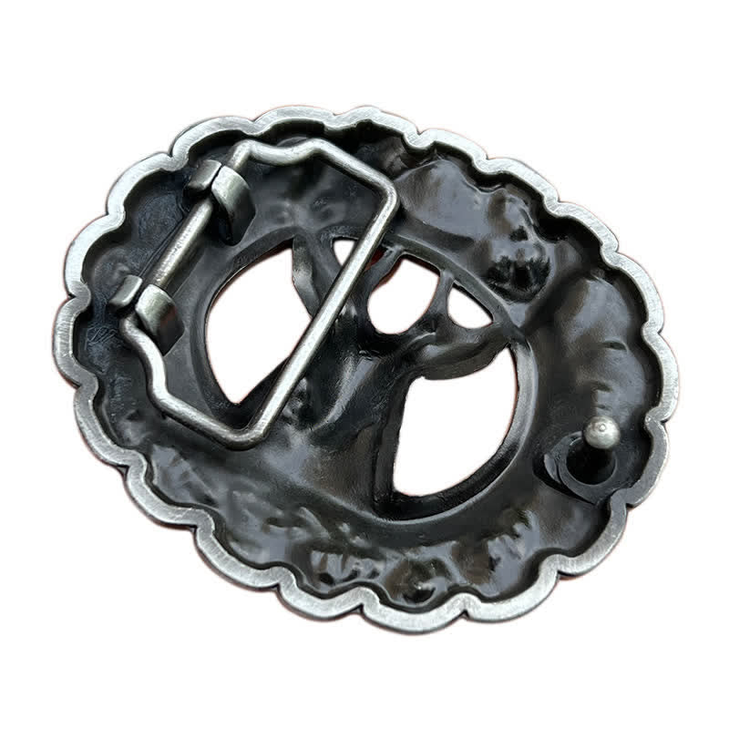 Cinturón de cuero con hebilla de cuerno de alce 3D hueco para hombre hecho a mano