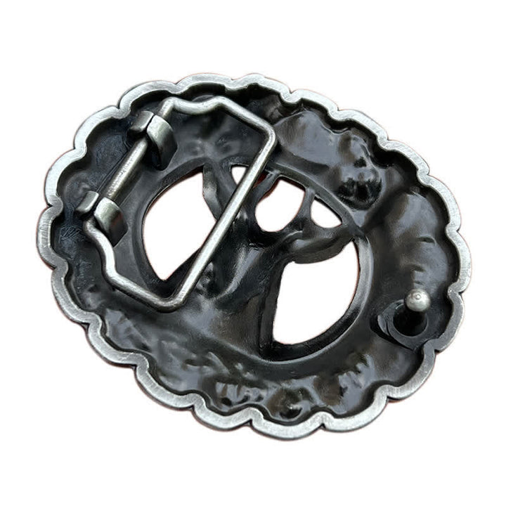 Cinturón de cuero con hebilla de cuerno de alce 3D hueco para hombre hecho a mano