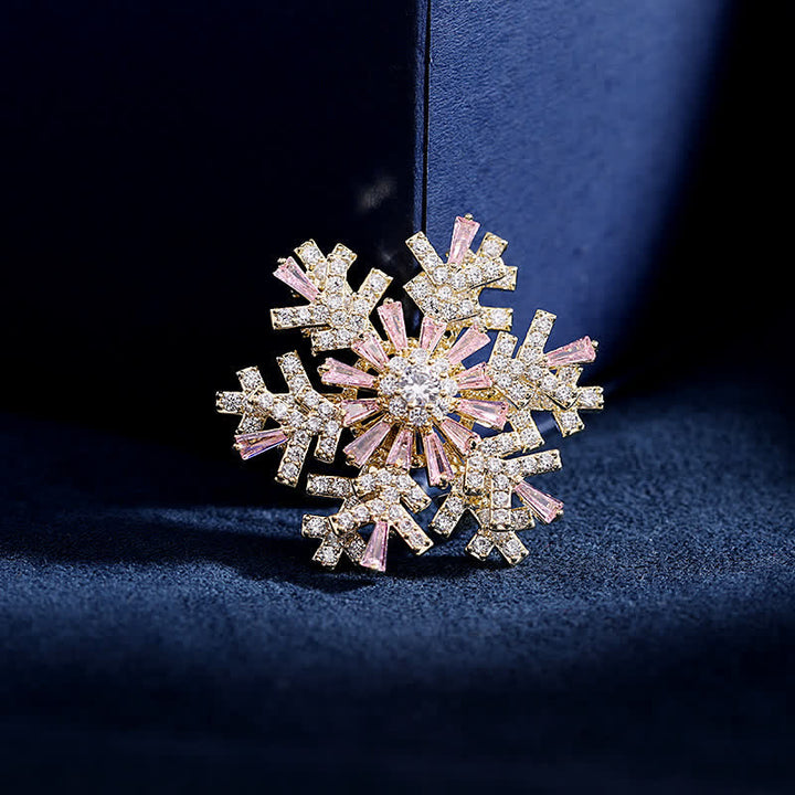 Broche de copo de nieve giratorio para mujer