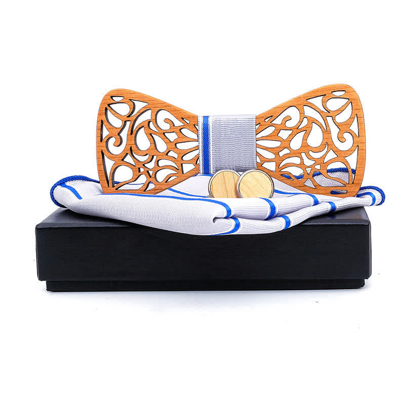 Juego de 3 pajaritas de madera huecas vintage para hombre