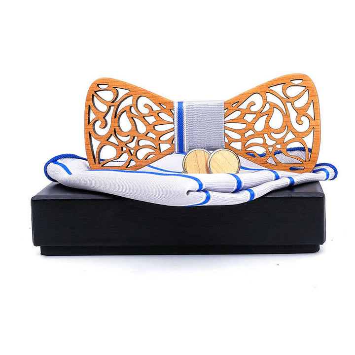 Juego de 3 pajaritas de madera huecas vintage para hombre