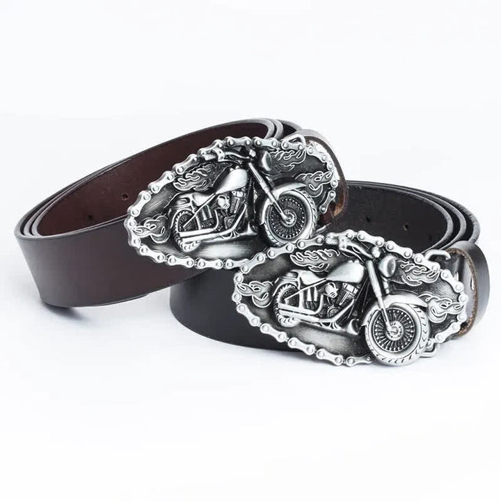 Cinturón de cuero para motocicleta con locomotora punk para hombre