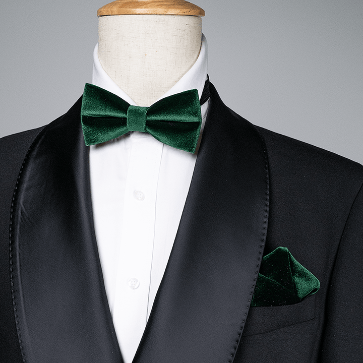 Pajarita de terciopelo de color verde esmeralda liso para hombre