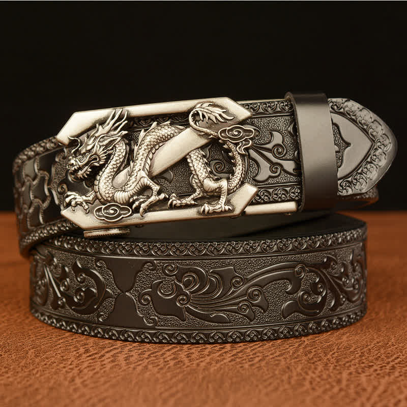 Cinturón de cuero con la letra Z del dragón retro en relieve para hombre