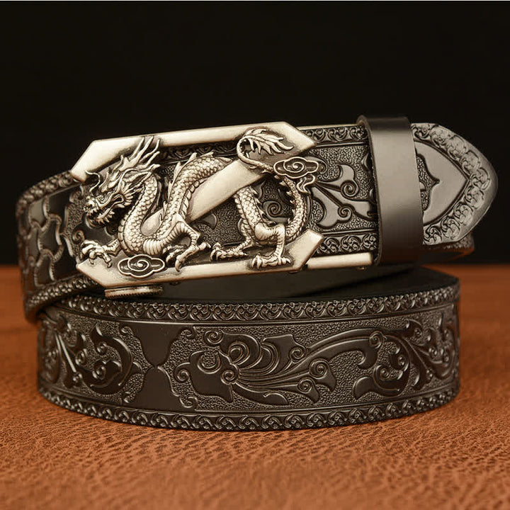 Cinturón de cuero con la letra Z del dragón retro en relieve para hombre
