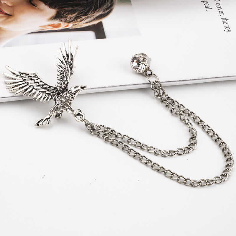 Broche de diamantes de imitación con águila en vuelo para hombre