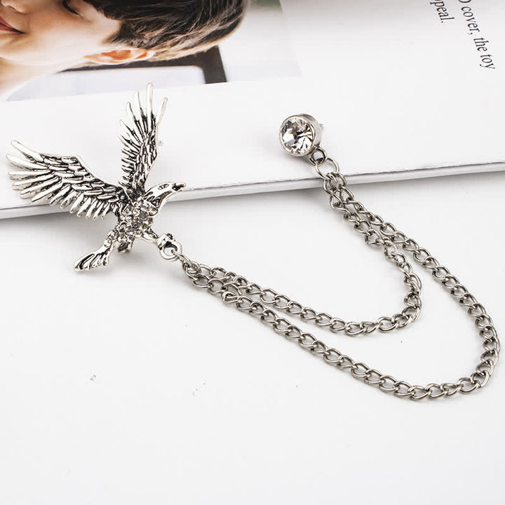Broche de diamantes de imitación con águila en vuelo para hombre