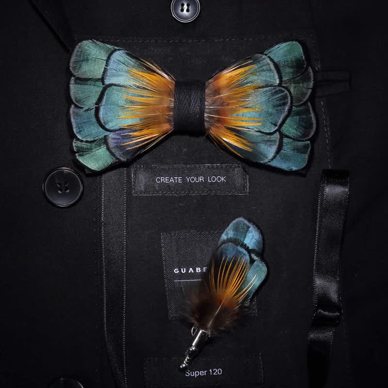 Colección de pajaritas clásicas de plumas verdes