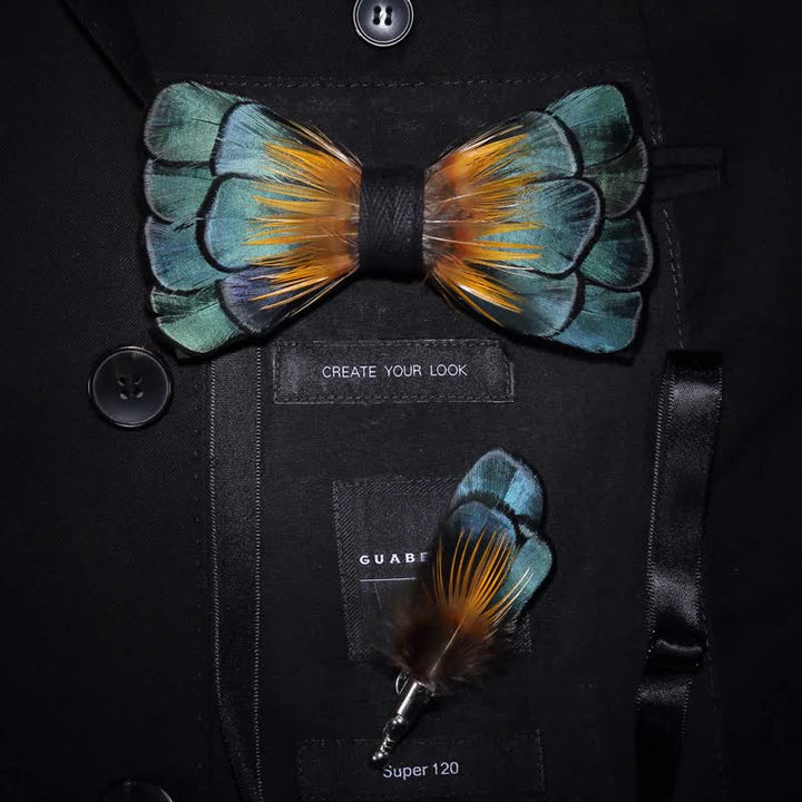 Colección de pajaritas clásicas de plumas verdes