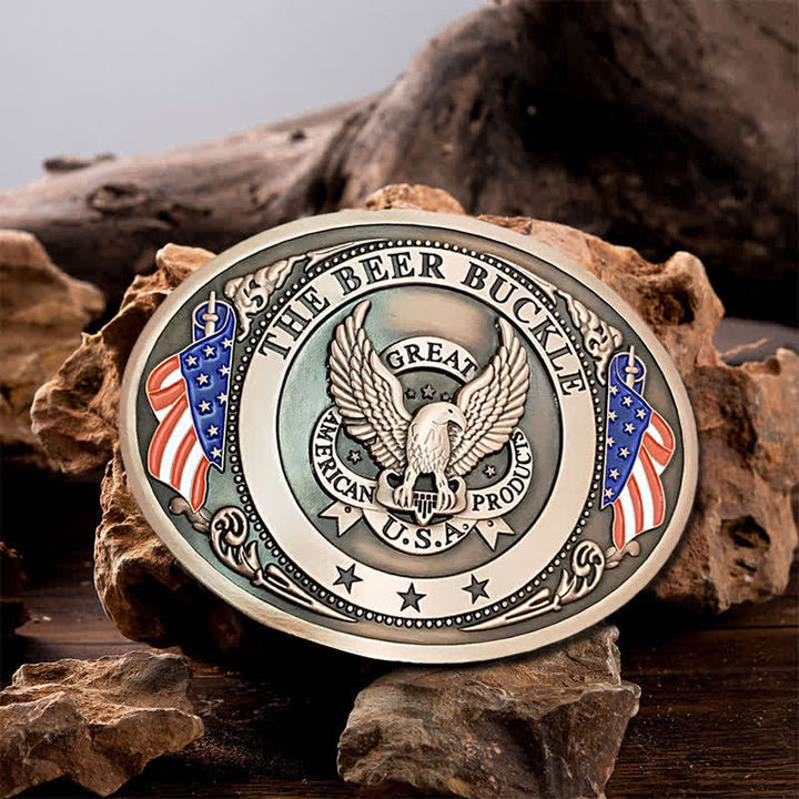 Cinturón de cuero con hebilla para hombre, diseño creativo con bandera de EE. UU. UU. y aguila