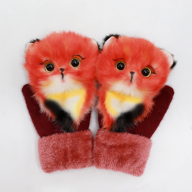 Guantes de mujer con pelo de animalito bonito.