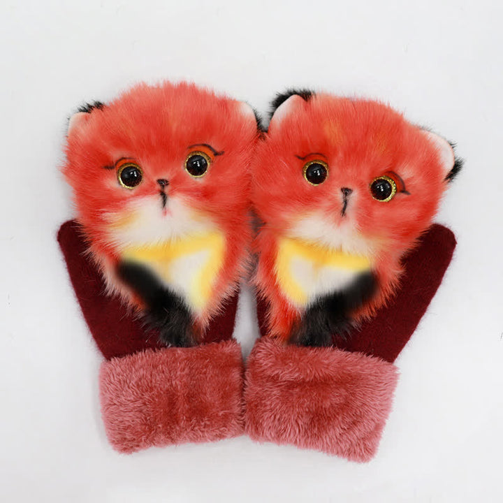 Guantes de mujer con pelo de animalito bonito.