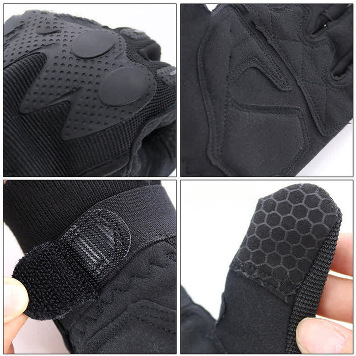 Guantes tácticos negros de dedos completos para actividades al aire libre y montañismo