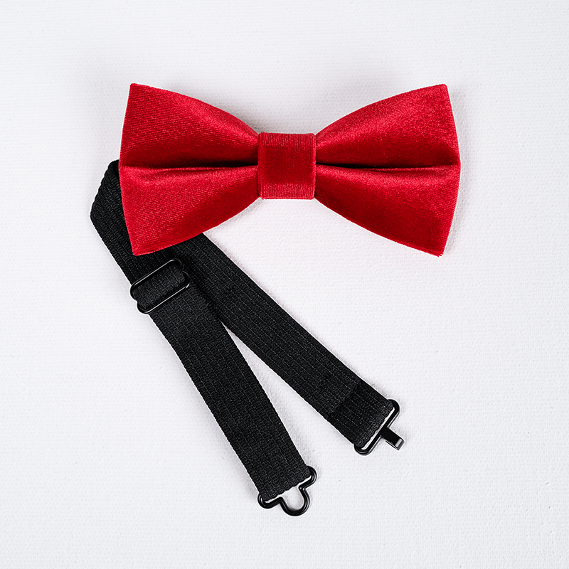 Pajarita de terciopelo de color rojo brillante y liso para hombre