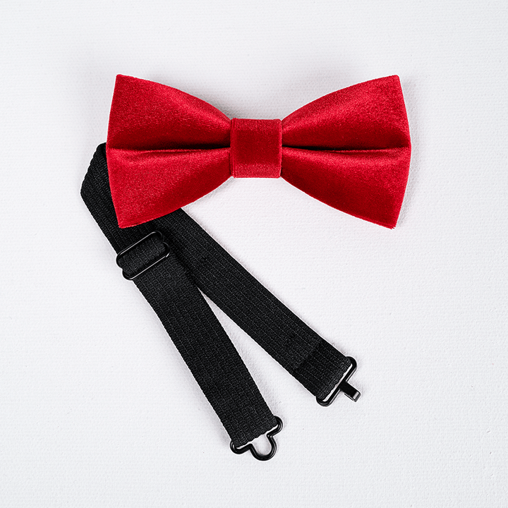 Pajarita de terciopelo de color rojo brillante y liso para hombre