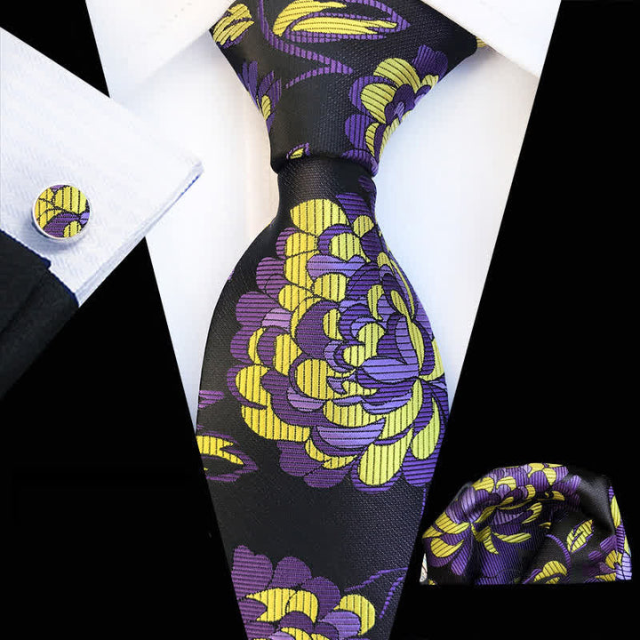 Conjunto de 3 corbatas llamativas con flores de peonía para hombre