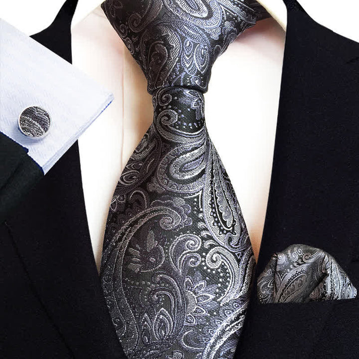 Conjunto de 3 corbatas clásicas con estampado floral de cachemira para hombre