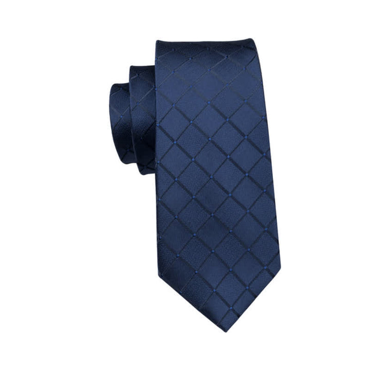 Conjunto de 3 corbatas a cuadros azul marino para hombre