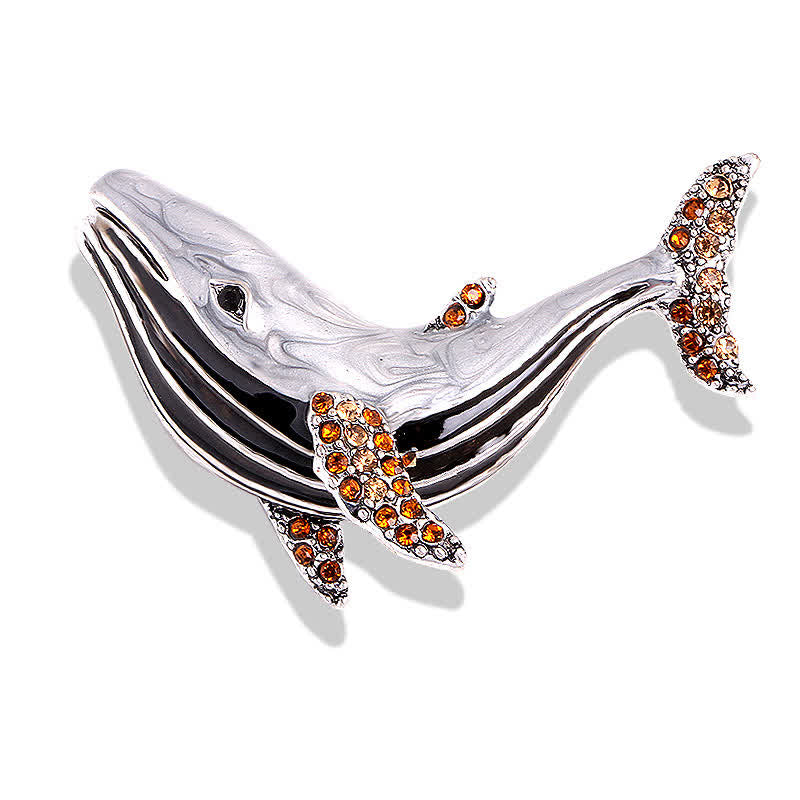Broche de esmalte con forma de ballena del tesoro para mujer
