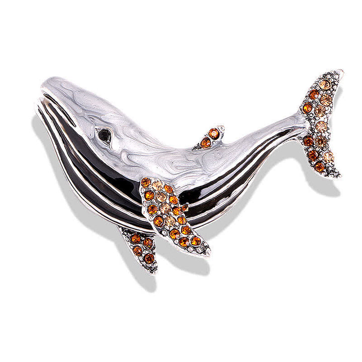 Broche de esmalte con forma de ballena del tesoro para mujer