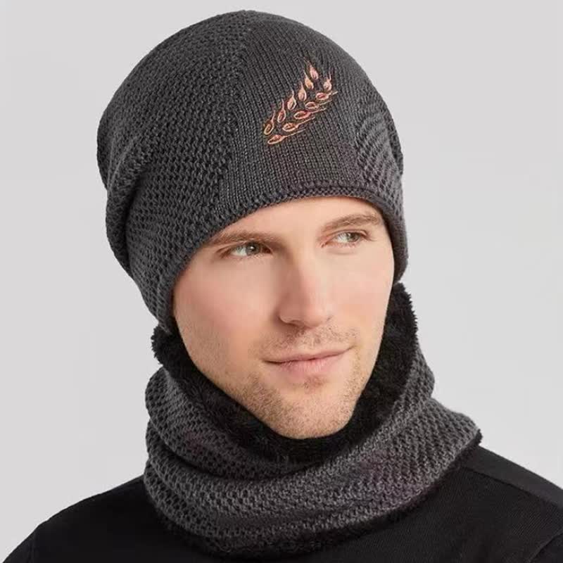 Conjunto de 2 gorros y calentadores de cuello con estampado de trigo bordado