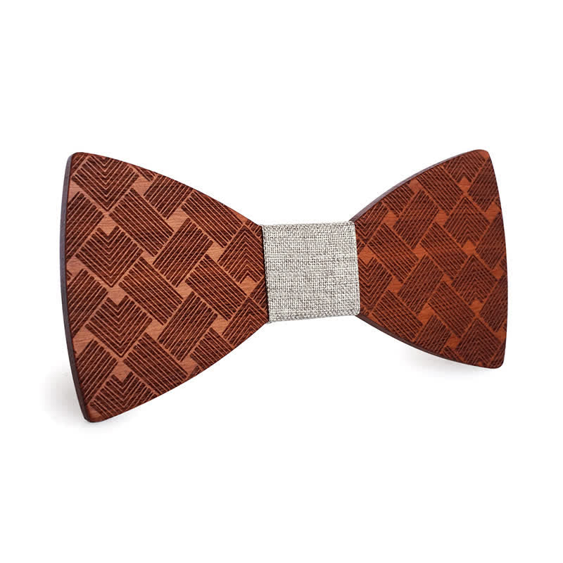Pajarita de madera con patrón tejido para hombre