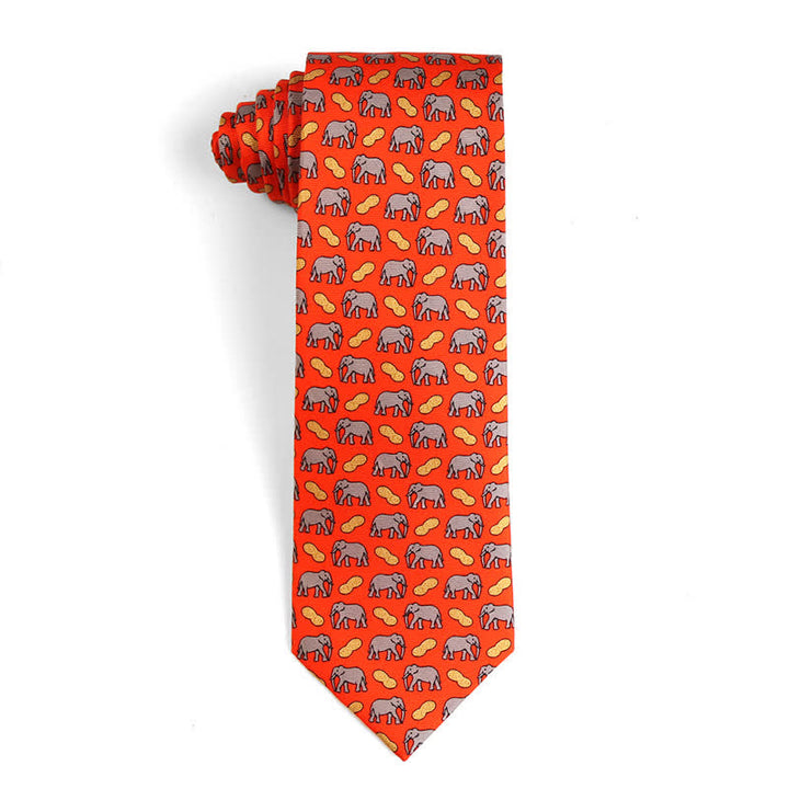 Corbata de seda pura con motivos de animales bailando para hombre