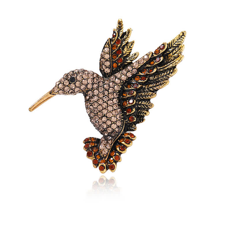Broche de diamantes de imitación con forma de colibrí para mujer
