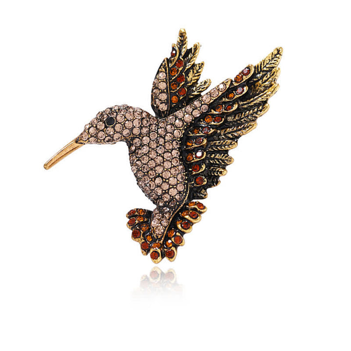 Broche de diamantes de imitación con forma de colibrí para mujer