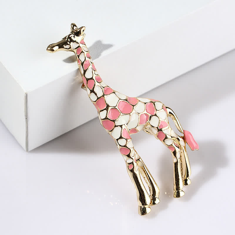 Broche de jirafa esmaltado brillante con dibujos animados para mujer