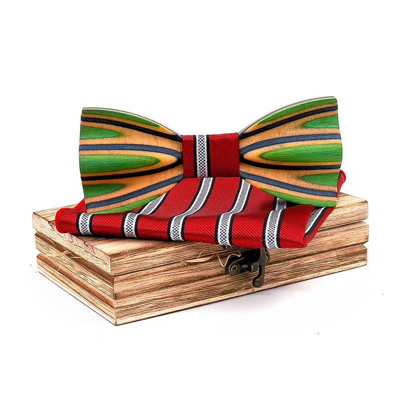 Juego de 2 pajaritas de madera con grabado láser deslumbrante para hombre